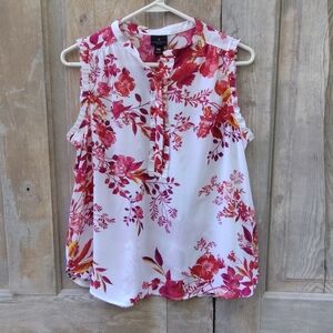 White and Pink Floral Top